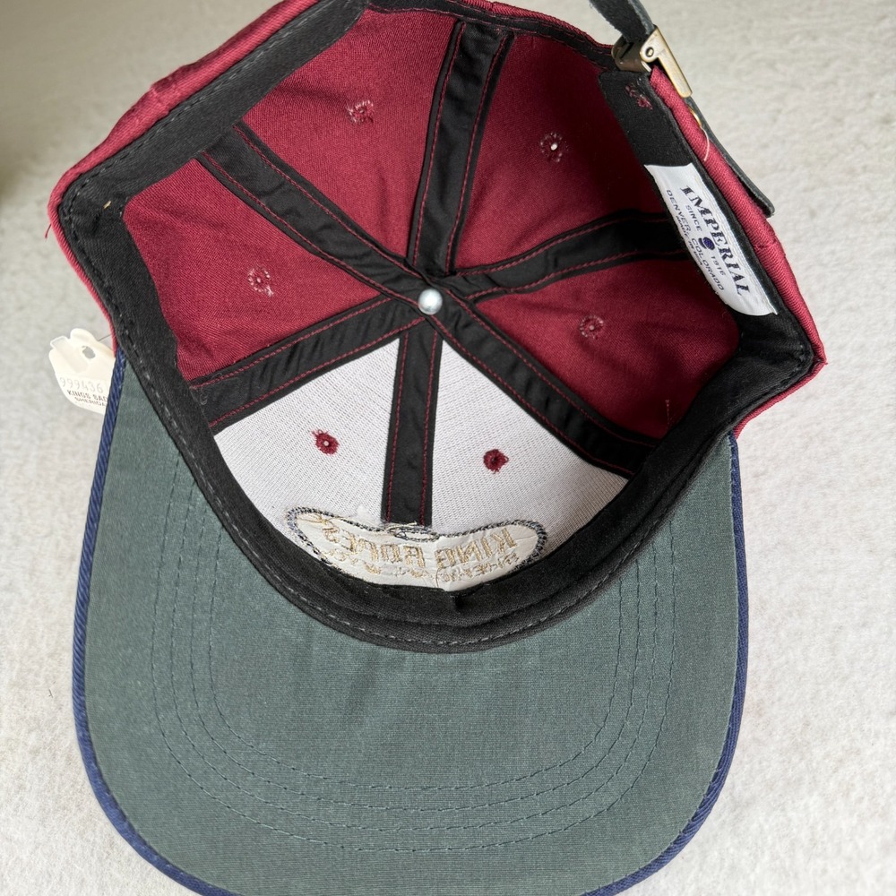 King Ropes Sheridan Wyo Imperial Hat Maroon Navy Blue Leather Strapback USA Made - Picture 6 of 7
